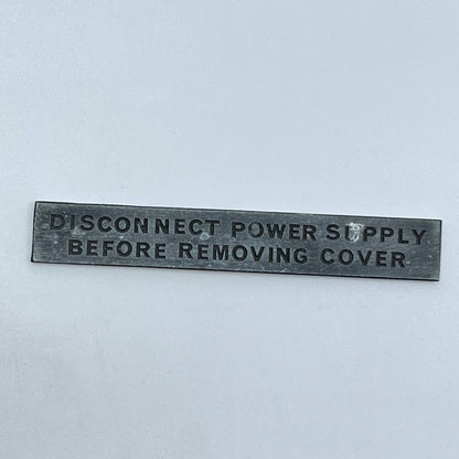 Vtg Disconnect Power Supply Before Removing Cover Print Metal Stamp Typeset SD3
