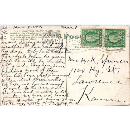 Dry Dock Charlestown Mass Navy Yard Original Postcard P3-3