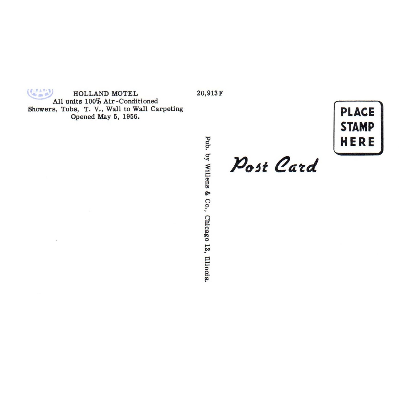 Vintage Postcard - Holland Motel Old Spanish Trail West Crestview Florida AD9