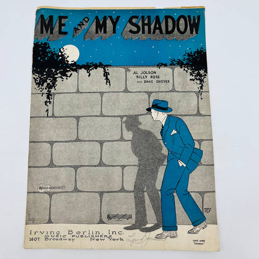 1927 Me and My Shadow Al Jolson Billy Rose Dave Dreyer Irving Berlin Sheet Music