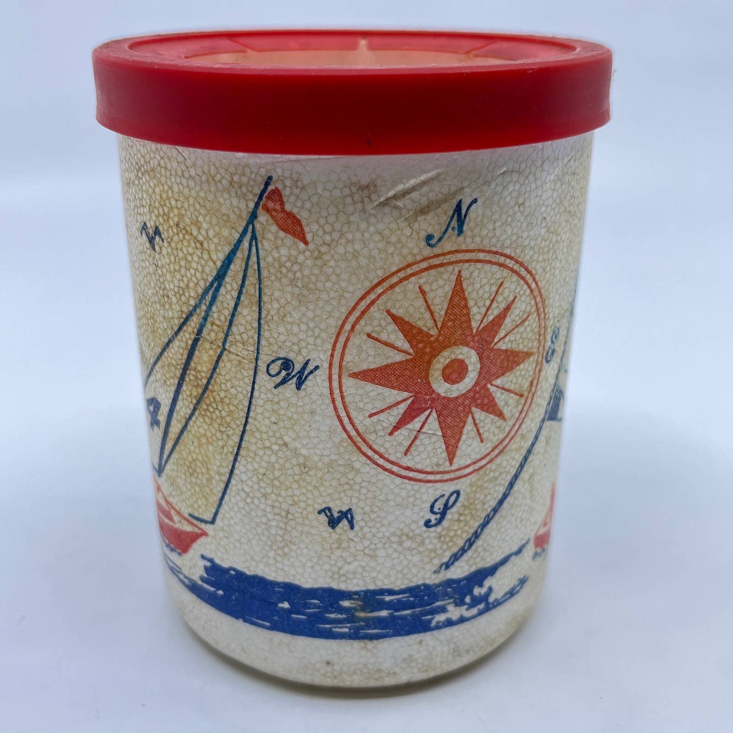 Vintage 80s Nautical Sailing Compass Can Koozie Coozie Foam Styrofoam TF6