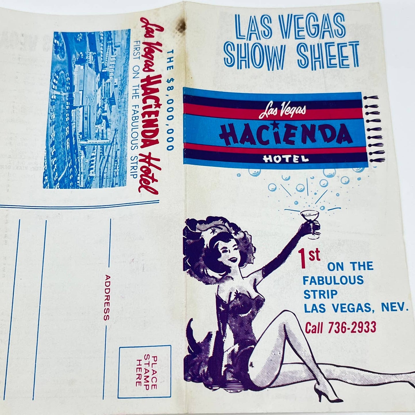 1960s Las Vegas Show Sheet Hacienda Hotel Hank Henry Burlesque Boxing AB2