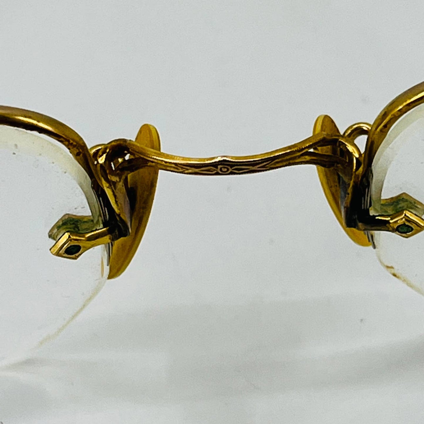 Antique Art Deco AO Gold Half Rim Cable Arm 12K GF Eyeglasses w/ Case PA TH3