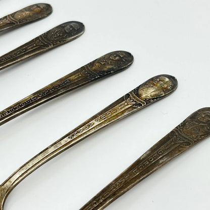 WM Rogers President Souvenir Spoon Lot of 6 Silver Plate Washington Adams TE1