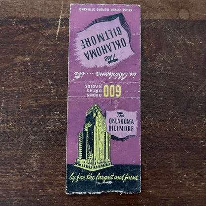 The Oklahoma Baltimore Hotel Advertising Matchbook Cover SB3-M2