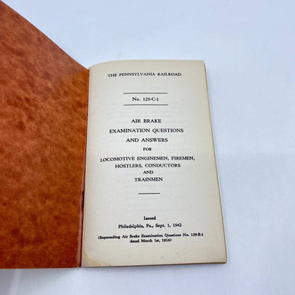 1946 The Pennsylvania Railroad RR Air Brake Examination Questions & Answers TF9