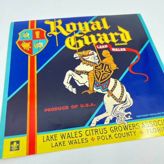 1932 Royal Guard - Fruit Crate Label Lake Wales Citrus Polk County Florida FL3