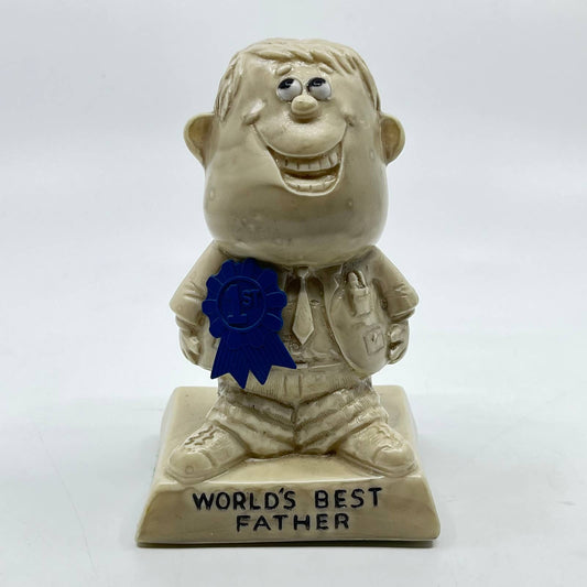 Vintage 1970 Russ Wallace R&W Berries Figurine WORLD'S BEST FATHER 5” Statue TE2