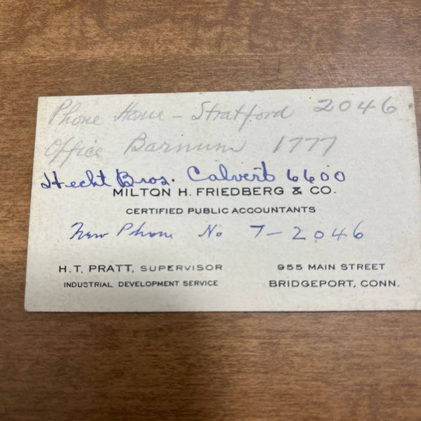 1930s Bridgeport Connecticut Business Card Milton H Friedberg & Co. CPA NE1