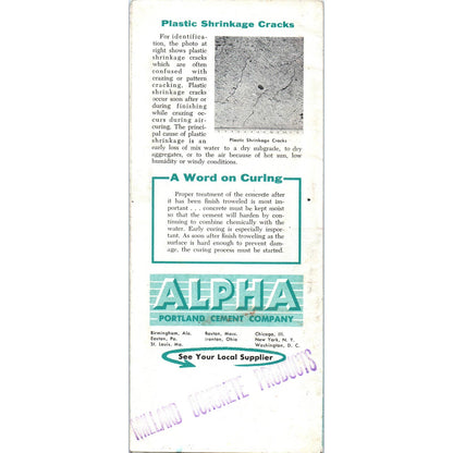 1956 Advertising Brochure Craftsmanship in Concrete Alpha Portland Cement Co SE5