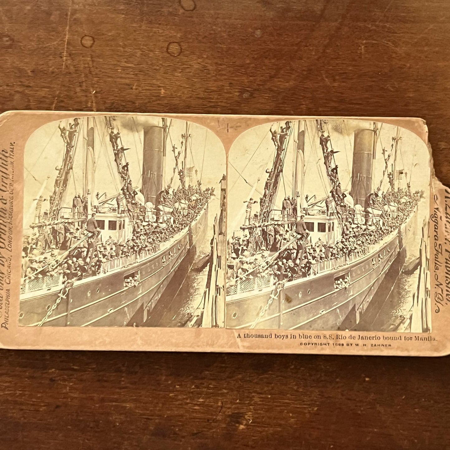 Spanish American War Soldiers Bound for Manila 1898 Antique Stereoview TJ9-V3