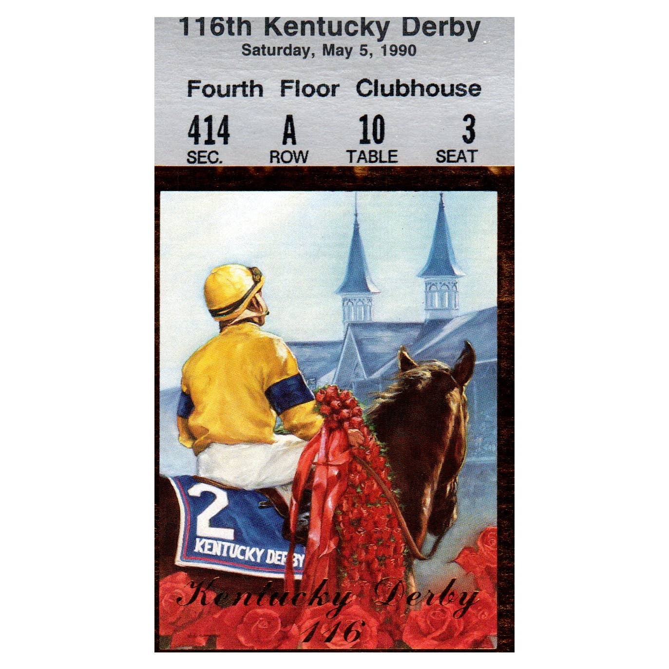 1990 Kentucky Derby Ticket Churchill Downs Clubhouse SE4