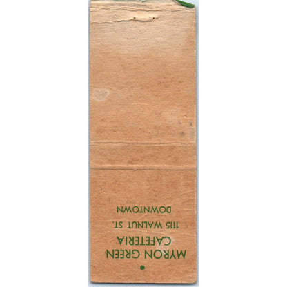 Myron Green Cafeteria Downtown Kansas City MO Advertising Matchbook Cover SA9-M2