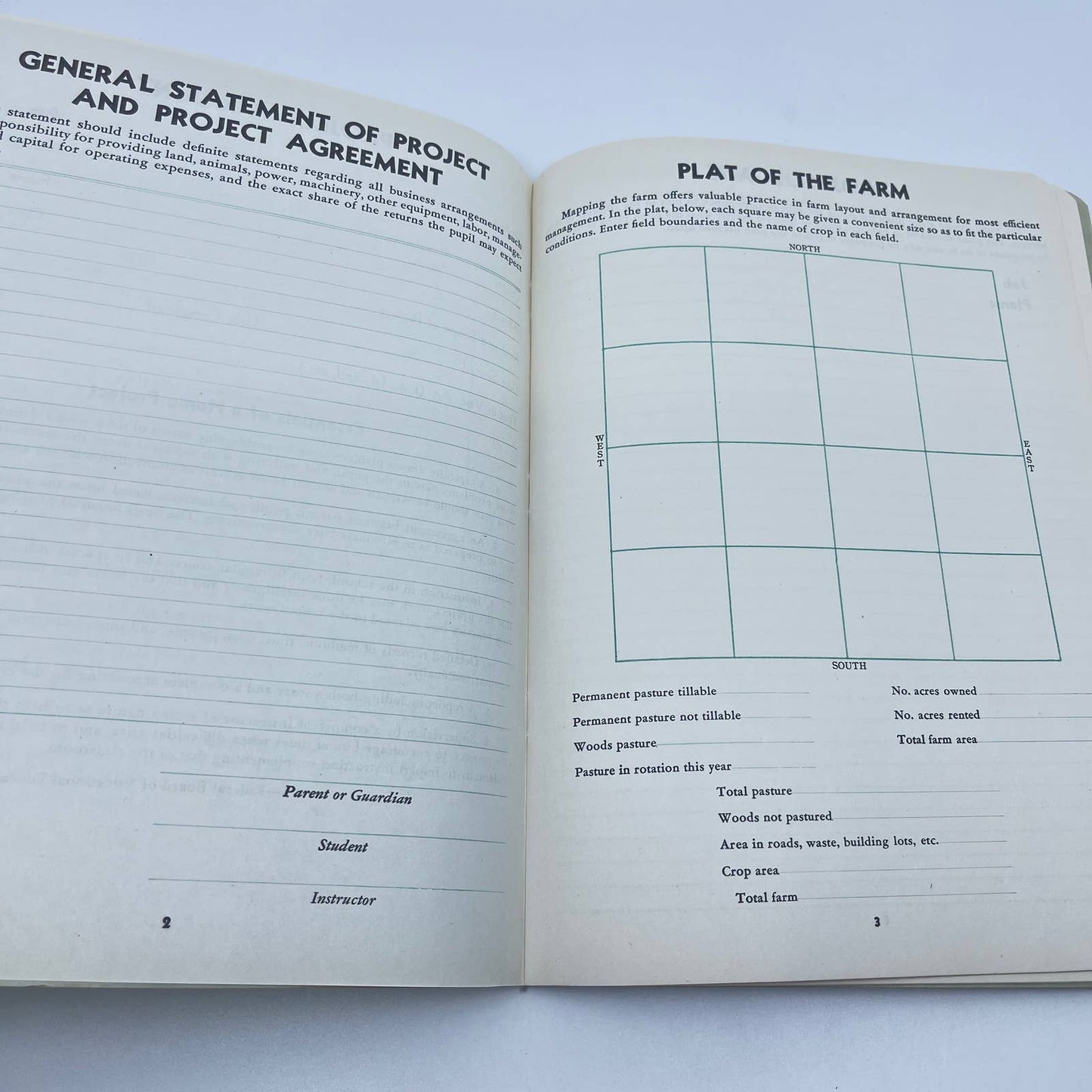 1940 Project Record Book for Agriculture Students John Deere Moline IA TF7-2