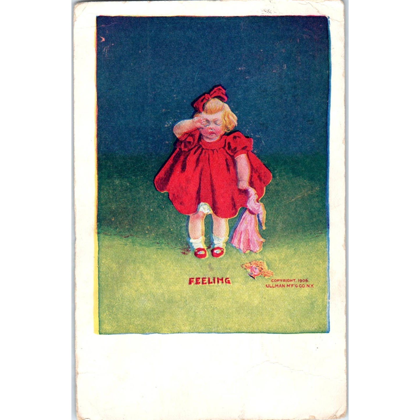 Bernhardt Wall Ullman Little Girl Broken Doll 1906 Original Postcard TK1-22