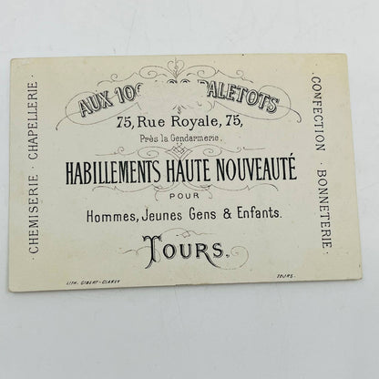 Victorian 1800s French Trade Card Rollerskating Mailman Rue Royale Tours AA2