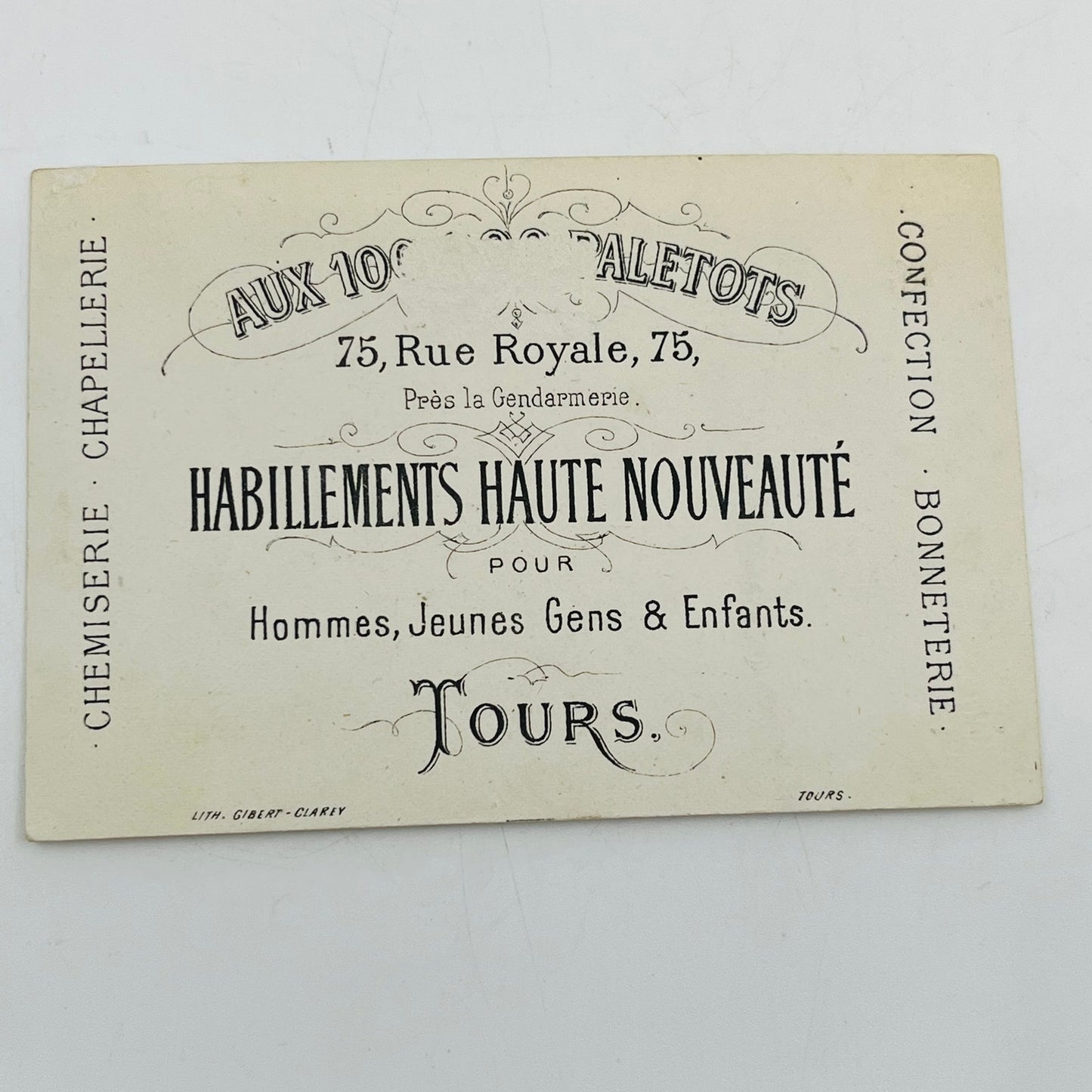 Victorian 1800s French Trade Card Rollerskating Mailman Rue Royale Tours AH9-M11