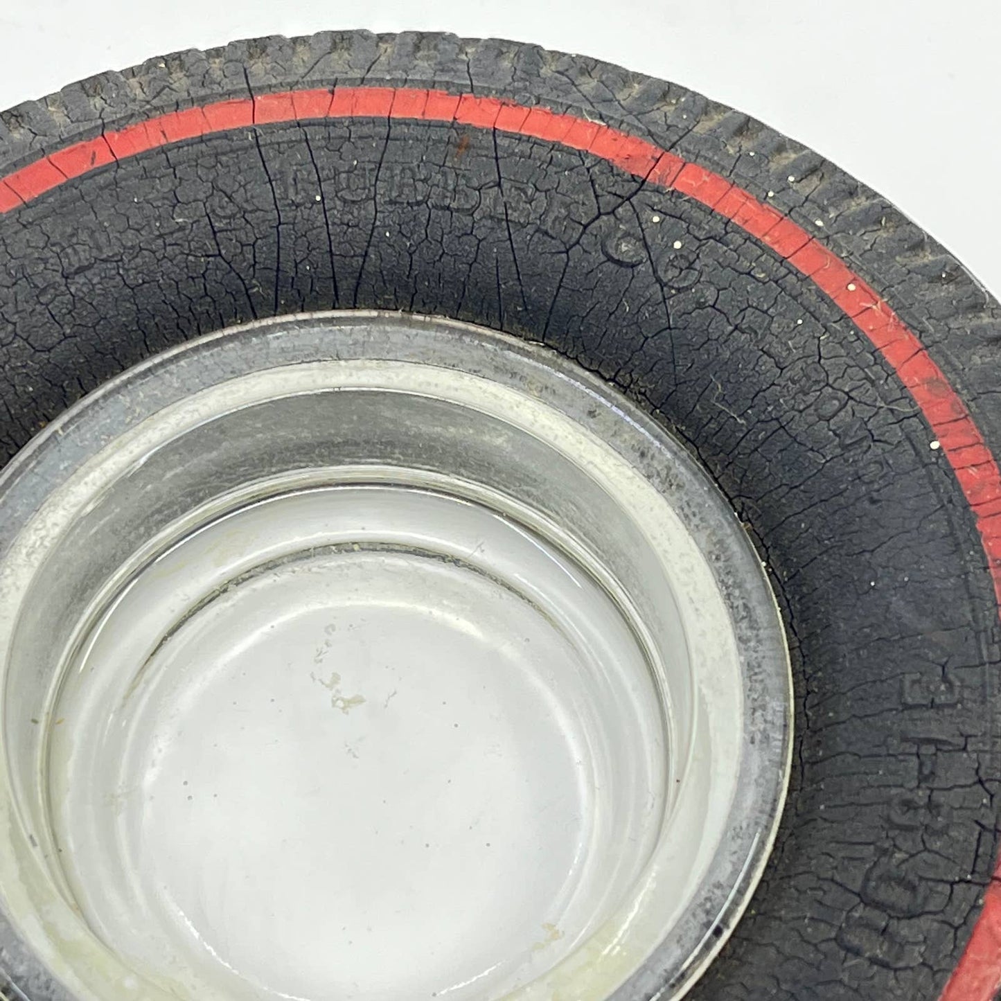 India Tire And Rubber Company Redline Glass Advertising Ashtray TE3