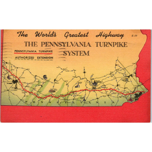 Vtg Postcard The World's Greatest Highway Pennsylvania Turnpike System TD9-P1