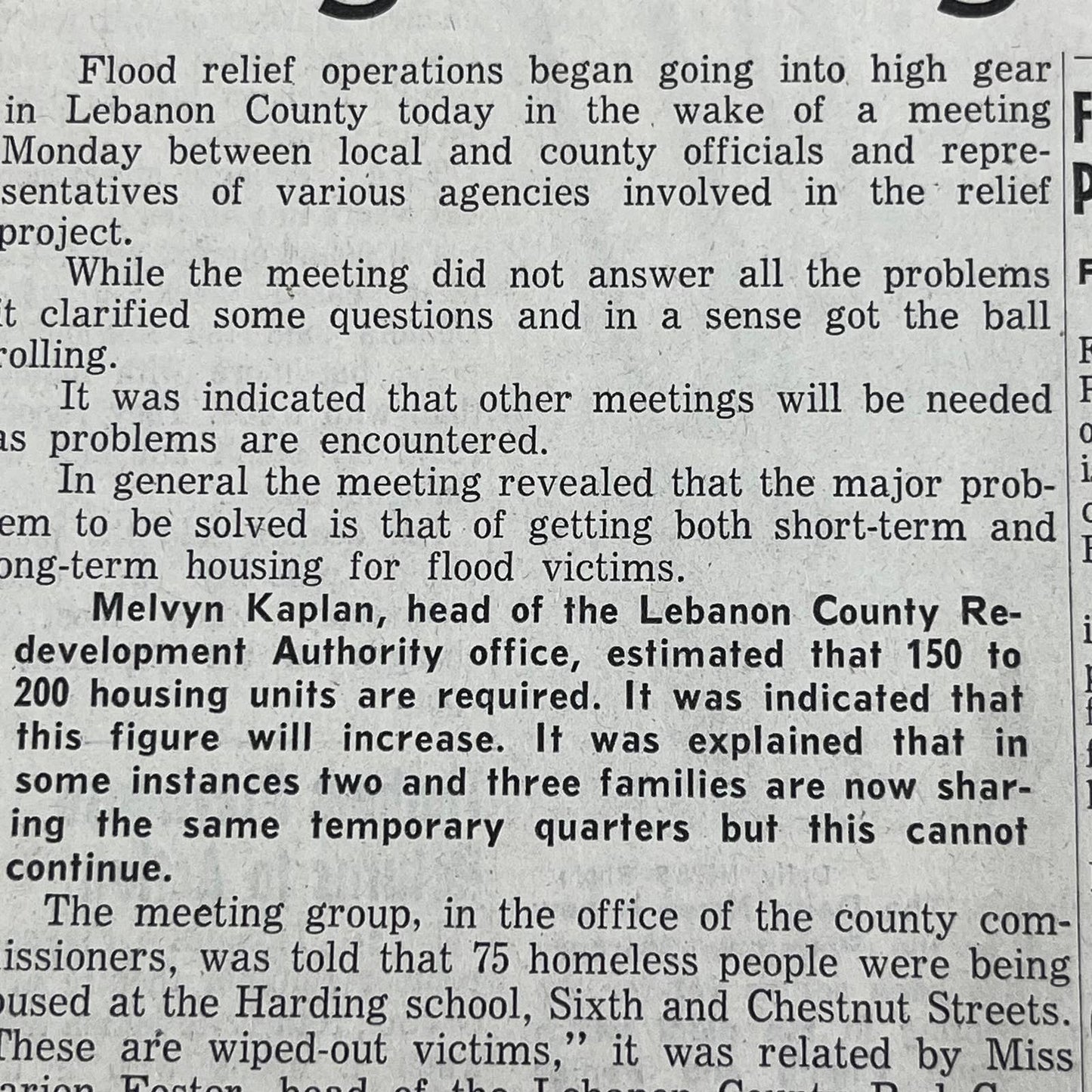 1972 June 27 Lebanon Daily News Hurricane Agnes Relief Effort in High Gear TH6