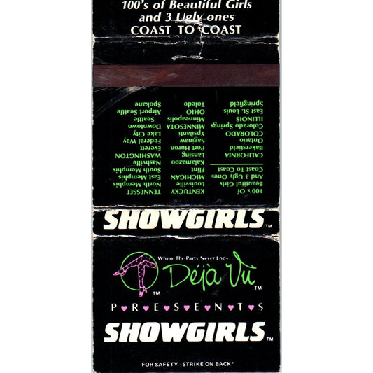 Deja Vu Showgirls Coast to Coast Advertising Matchbook Cover MM9-7