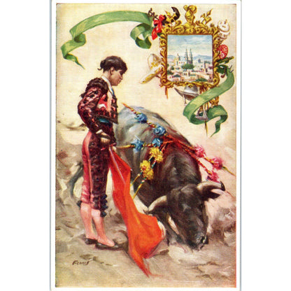 1961 Nuevo Laredo Bull Ring Bull Fight Schedule Original Postcard TK1-24