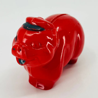 Vintage 1940s Red Bakelite Pig Piggy Bank Coin 4.5 x 3” TE1