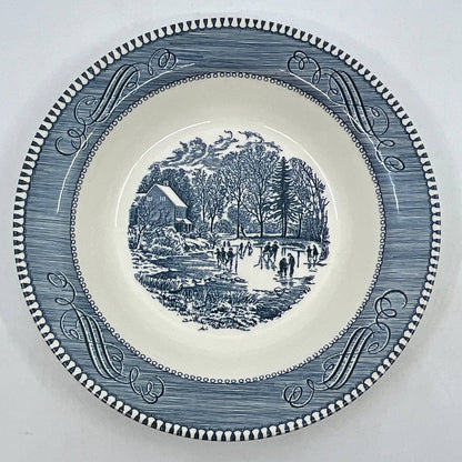 Royal China Currier and Ives Soup/Salad Bowl  8 1/2" Early Winter Blue TI3-3