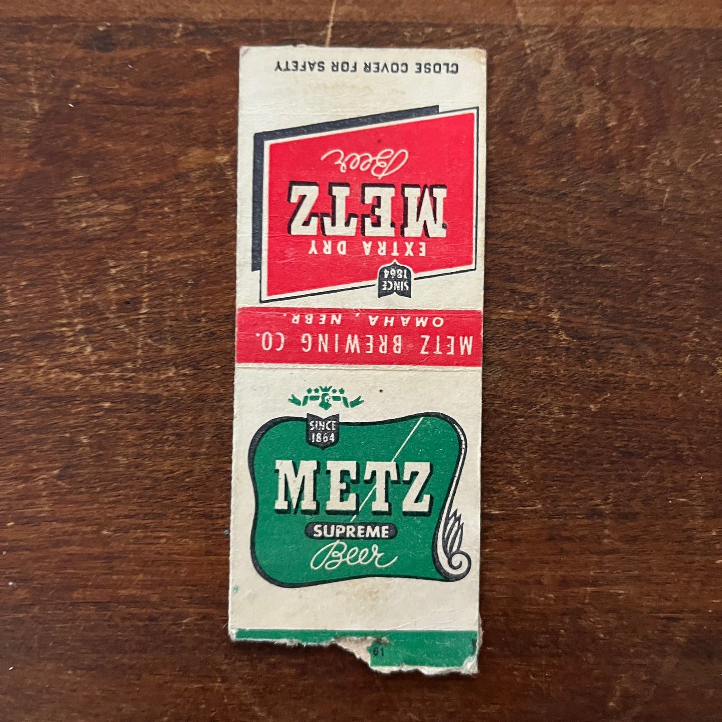 Metz Supreme Beer Omaha NE Advertising Matchbook Cover SB3-M1