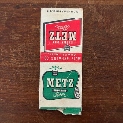 Metz Supreme Beer Omaha NE Advertising Matchbook Cover SB3-M1