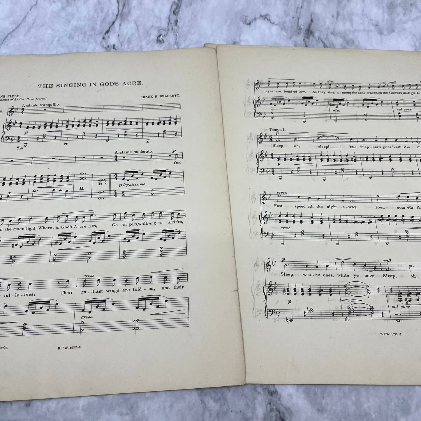 1900 Sheet Music The Singing in God's Acre Frank H. Bracket Eugene Field TH1
