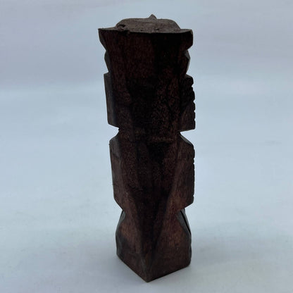 Vtg Mexican Pre Columbian Aztec Maya Priest Wood Totem Yucatan Mexico 6" TH7-2