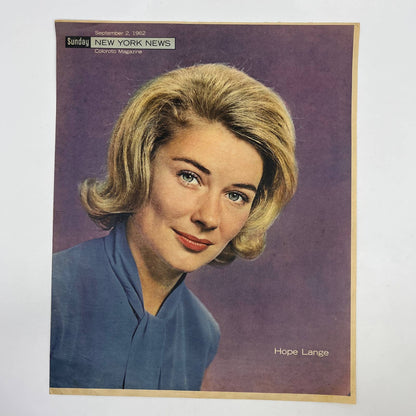 1962 HOPE LANGE Sunday New York News Coloroto Magazine Cover Only FL4