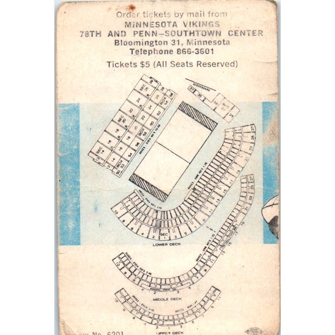 Minnesota Vikings 1963 TV Schedule Brought to you on TV by Hamms TK1-P3