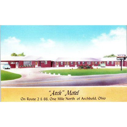 Arch Motel Archbold Ohio - Original Postcard TJ7-RP2