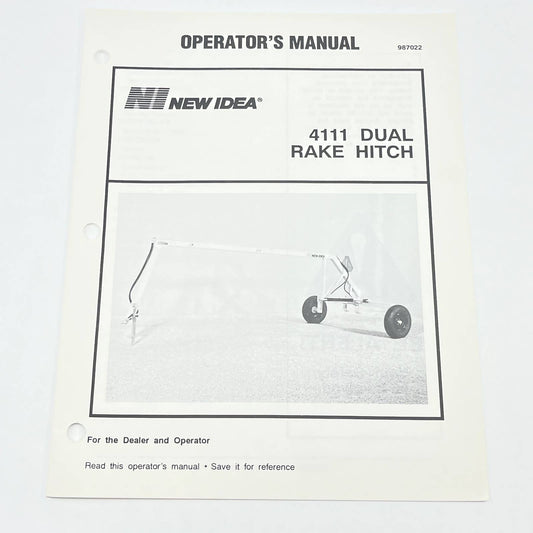 Original 1991 New Idea 987022 4111 Dual Rake Hitch Operator's Manual TB9