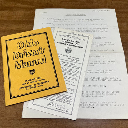 Vintage 1942 Ohio Driver’s Manual, Definition of Terms, and Q & A Brochure H4-1