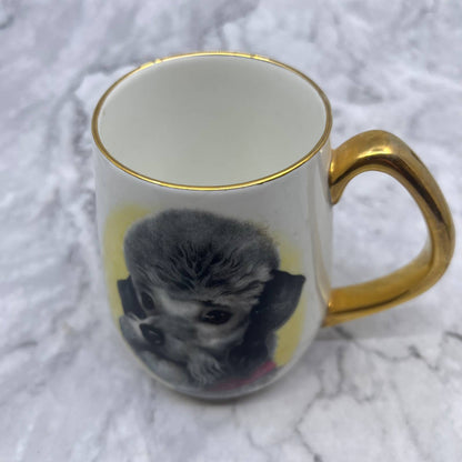 Vintage Poodle Dog Ivory Porcelain Coffee Tea Cup Mug Made in England Rosina TI8