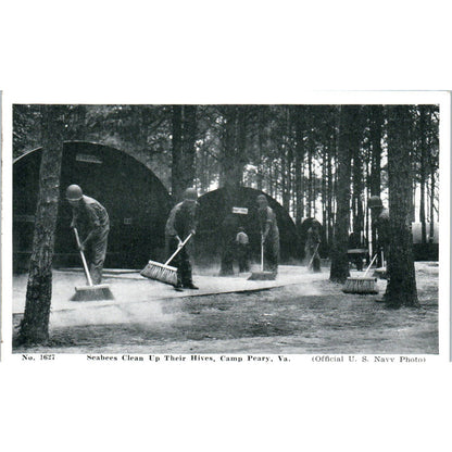 Seabees Clean Up Their Hives Camp Perry VA Navy - Original RPPC Postcard TJ7-RP1