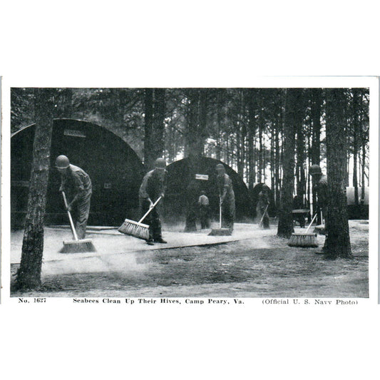 Seabees Clean Up Their Hives Camp Perry VA Navy - Original RPPC Postcard TJ7-RP1