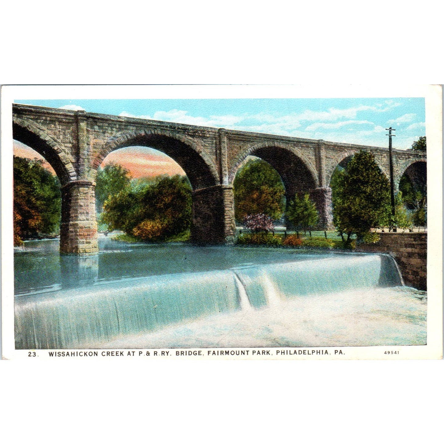Vintage Postcard Wissahickon Creek at P & R Ry. Bridge Fairmount Park TI1-1