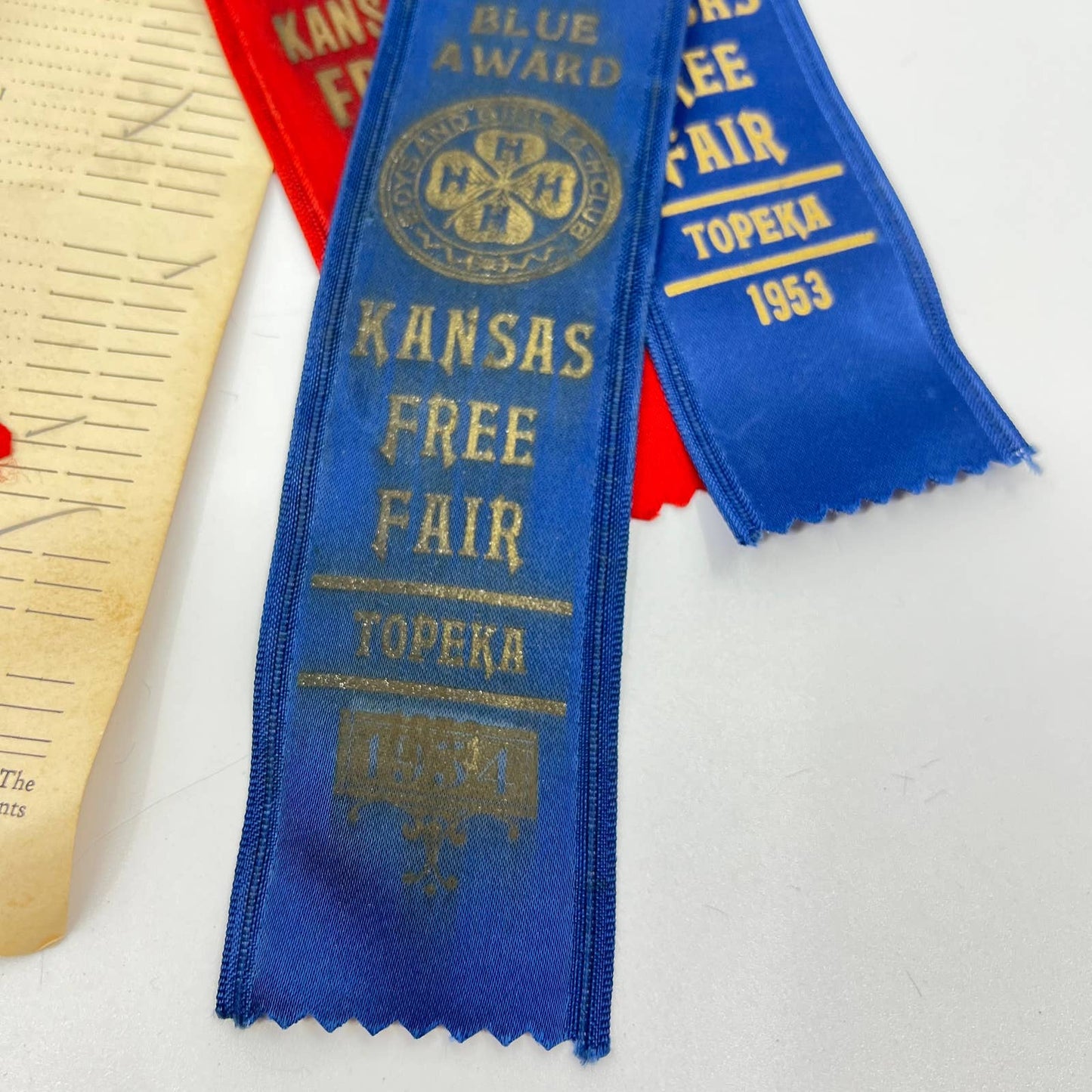 1950s Lot of Prize Ribbons Kansas Free Fair 4-H Fair Topeka Kansas TA3-3