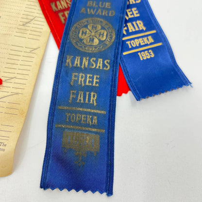 1950s Lot of Prize Ribbons Kansas Free Fair 4-H Fair Topeka Kansas TA3-3