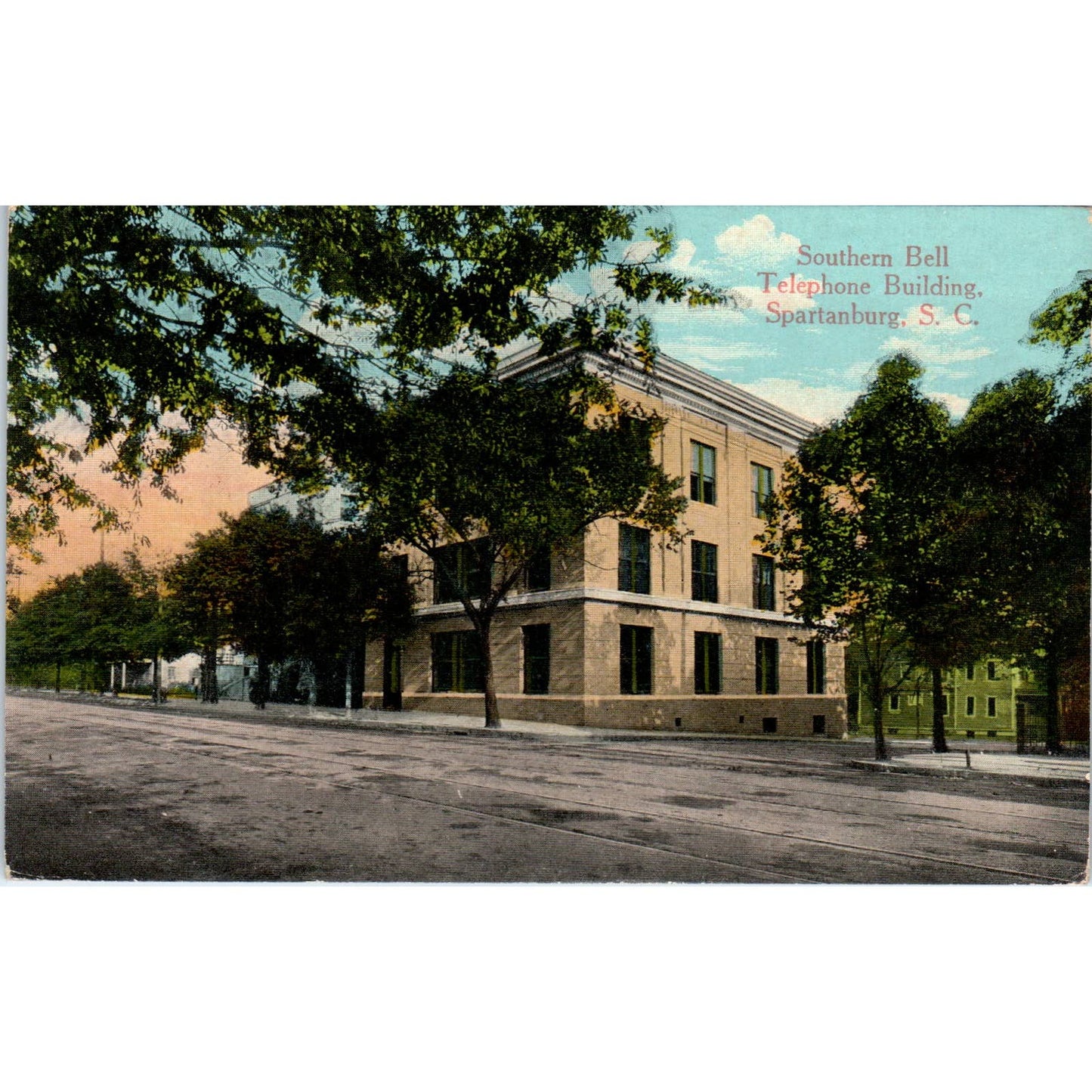 Southern Bell Telephone Building Spartanburg SC Original Postcard TK1-27