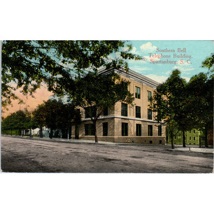 Southern Bell Telephone Building Spartanburg SC Original Postcard TK1-27