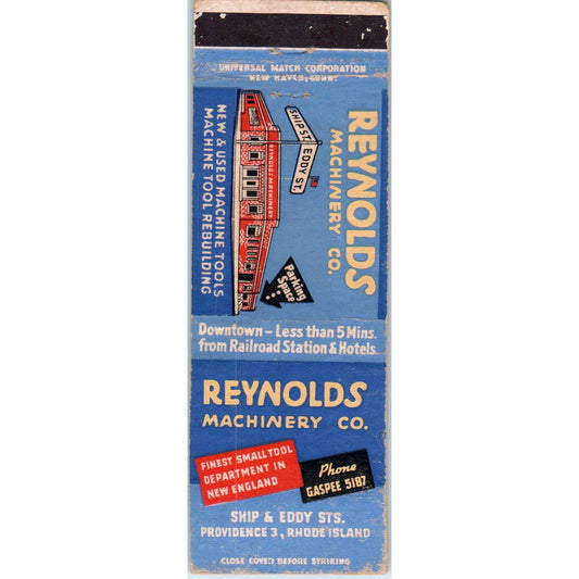 Reynolds Machinery Co Providence RI Advertising Matchbook Cover SA1-M8