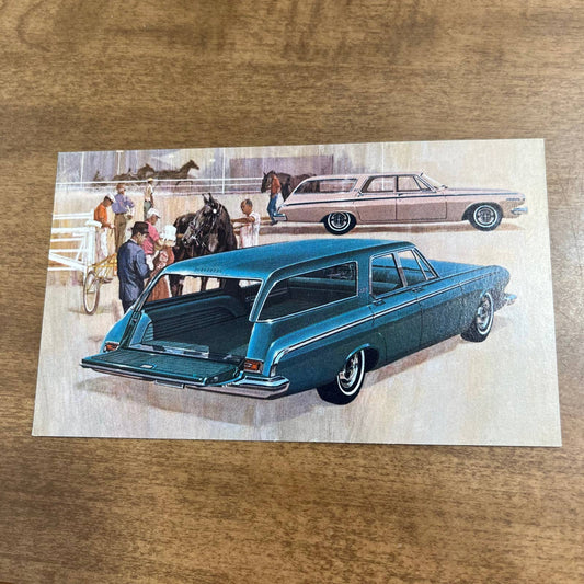 1963 Dodge 330 & 440 4-dr Station Wagons Postcard Original Automobile Ad A1