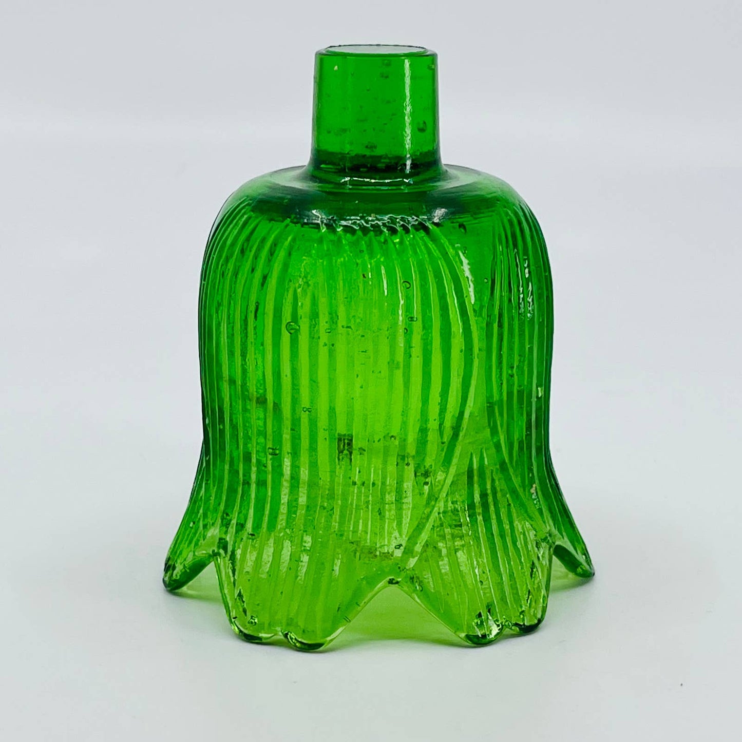 Vintage Green Flower Art Nouveau Glass Peg Votive Candle Holder SA4