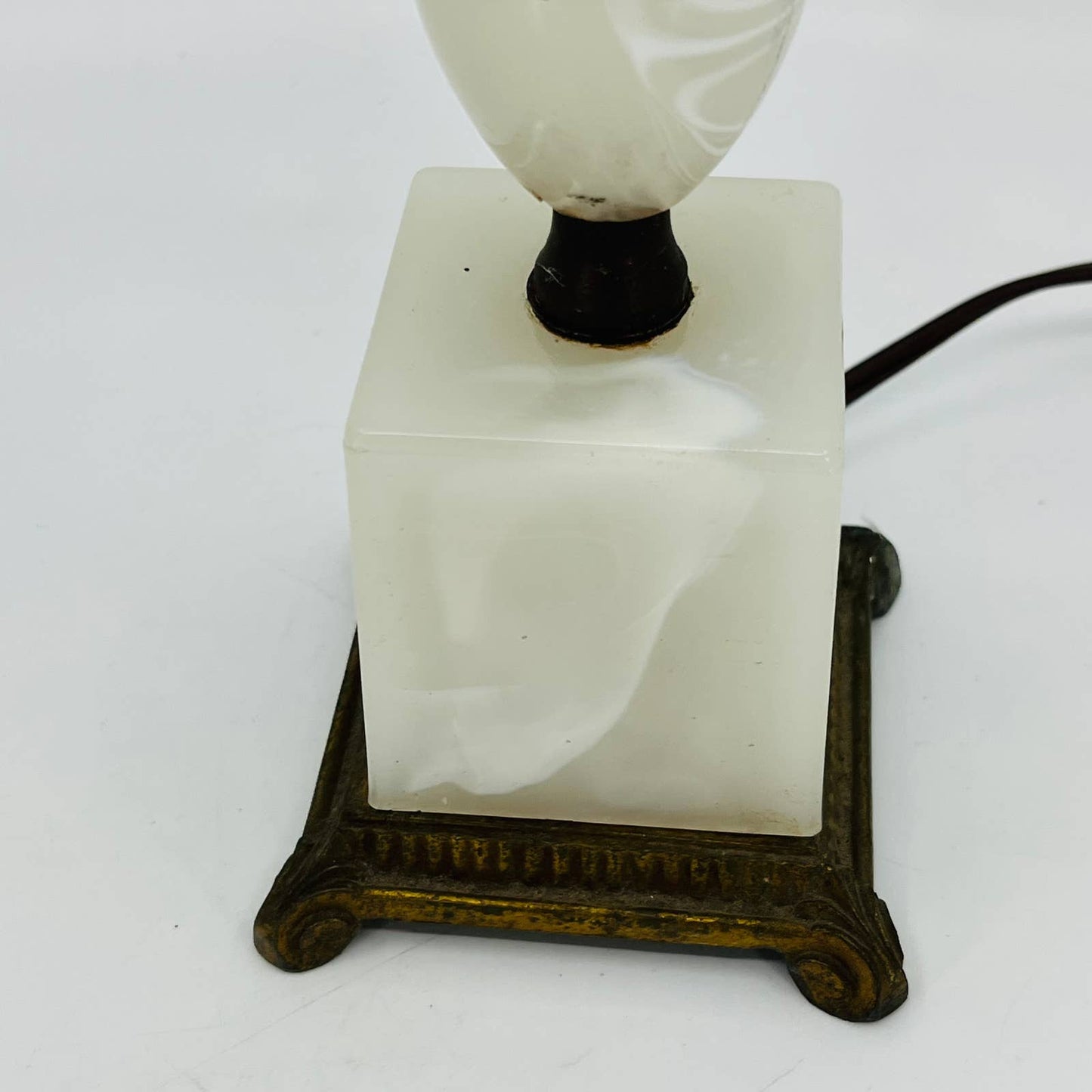 Antique Art Deco Alabaster and Bronze Table Lamp WORKS 8.5” TC6