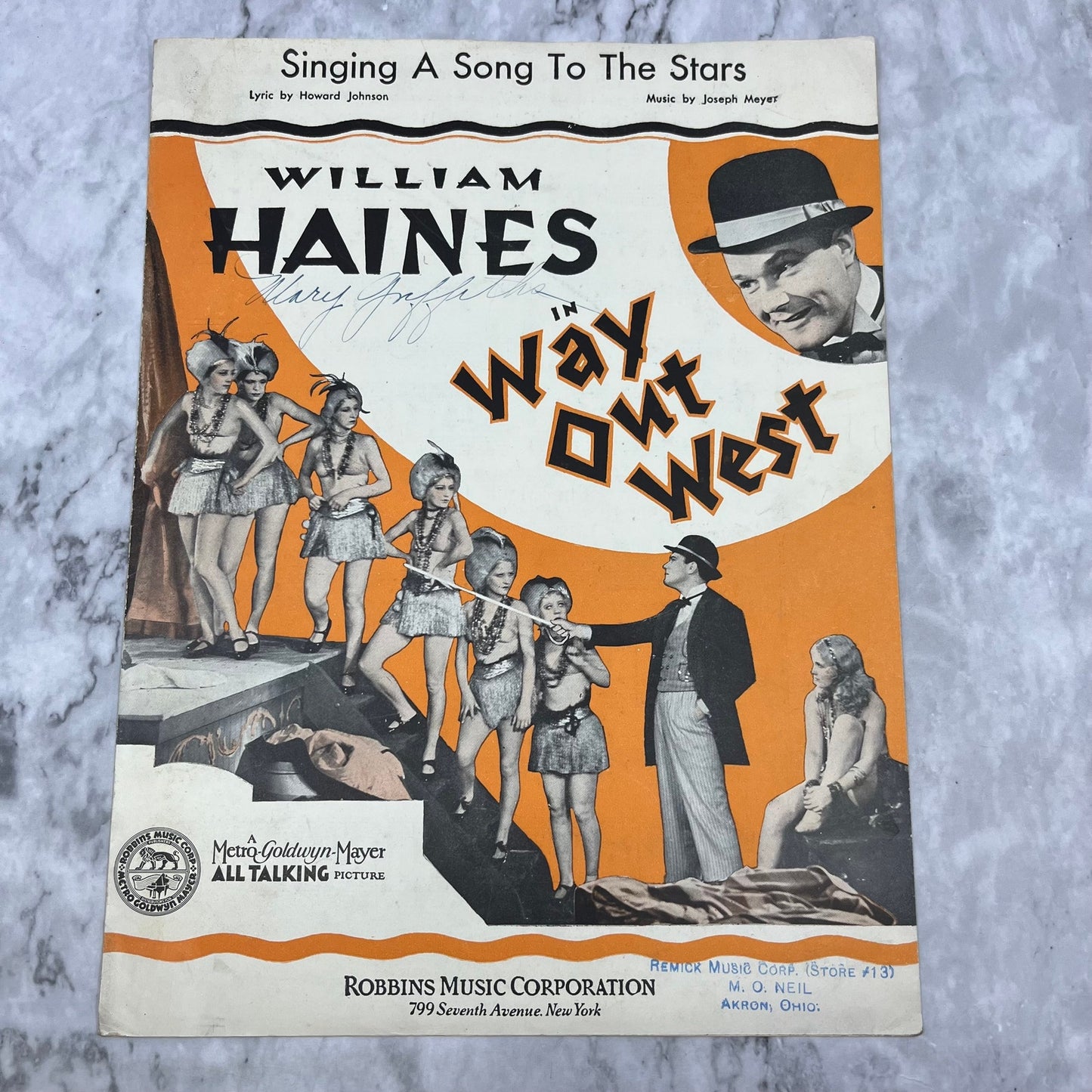 1930 Singing A Song To The Stars Sheet Music Film Soundtrack Way Out West V38